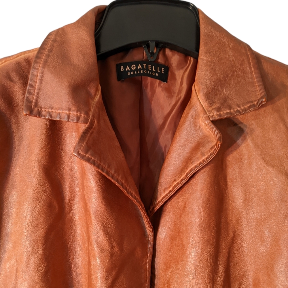 bagatelle Chestnut Brown Faux Leather Blazer Jacket - Picture 3 of 8